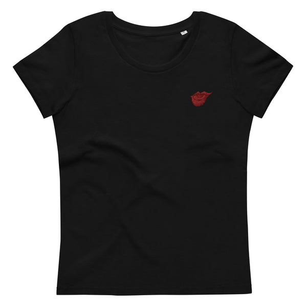 Enganliegendes T-Shirt für Damen aus 100% Baumwolle (organisch) - Pey RED, gestickt